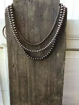 Copper Navajo Style Pearl 3 Layered Necklace