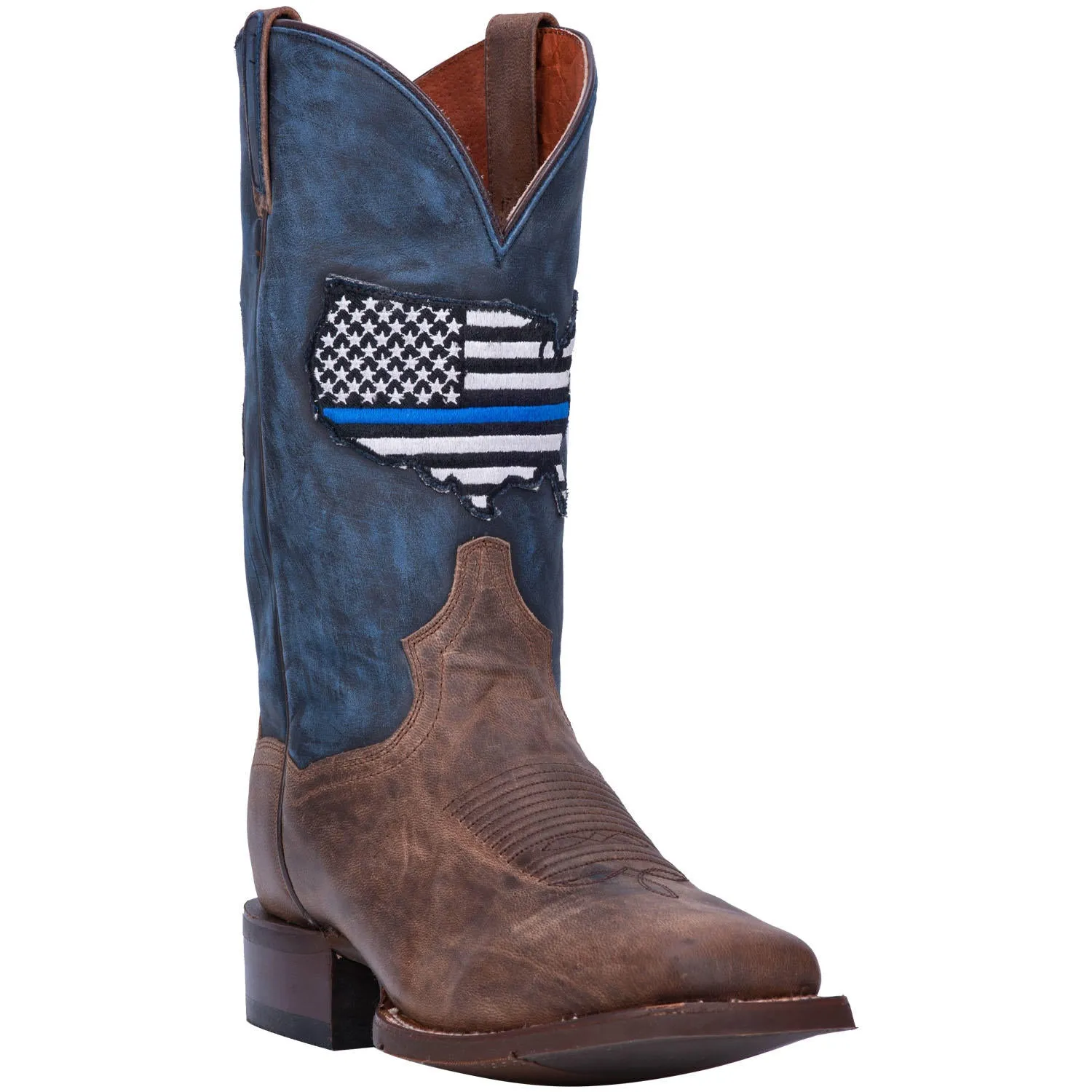 Dan Post Thin Blue Line Western Pull On Leather Work Boots Men DP4515