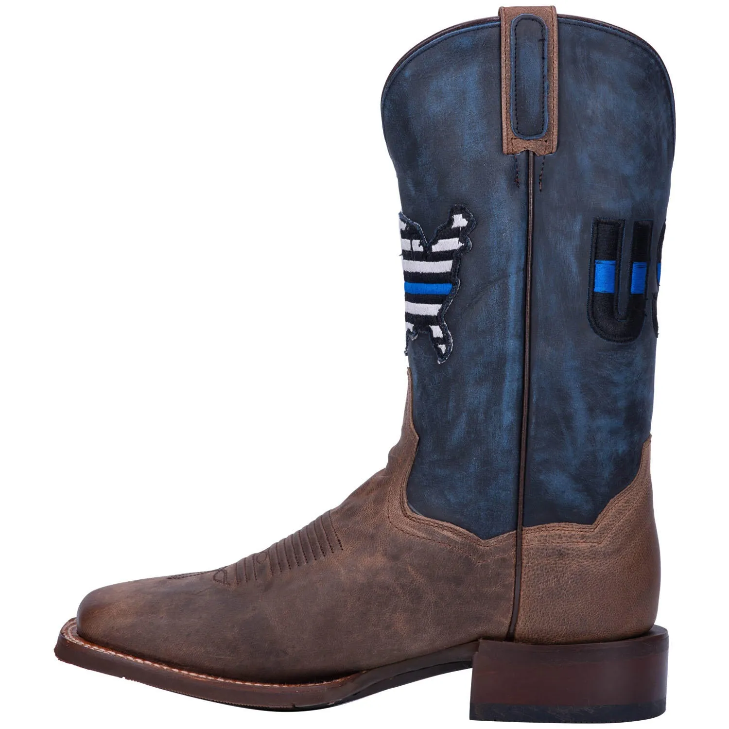 Dan Post Thin Blue Line Western Pull On Leather Work Boots Men DP4515