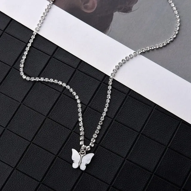 Dazzling Acrylic Butterfly Choker Necklace