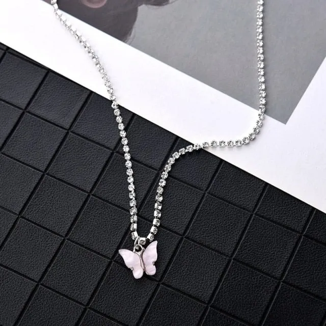 Dazzling Acrylic Butterfly Choker Necklace