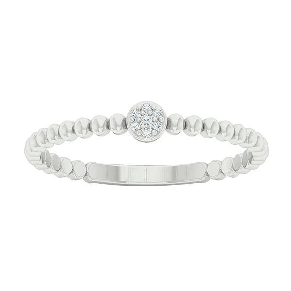 Diamond Petite Cluster Beaded Stackable Ring (0.02ctw)