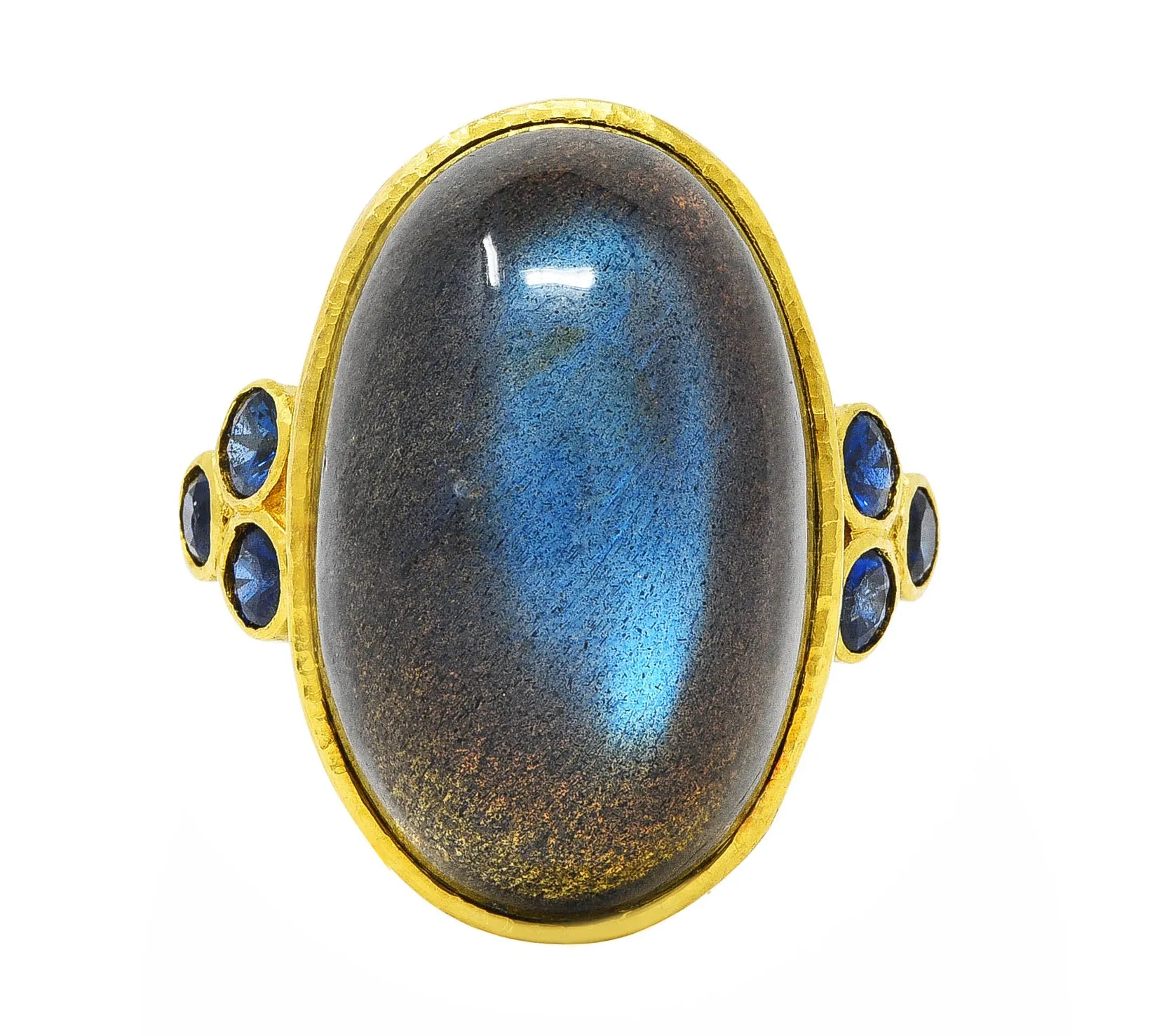 Elizabeth Locke Labradorite Sapphire 19 Karat Yellow Gold Statement Ring