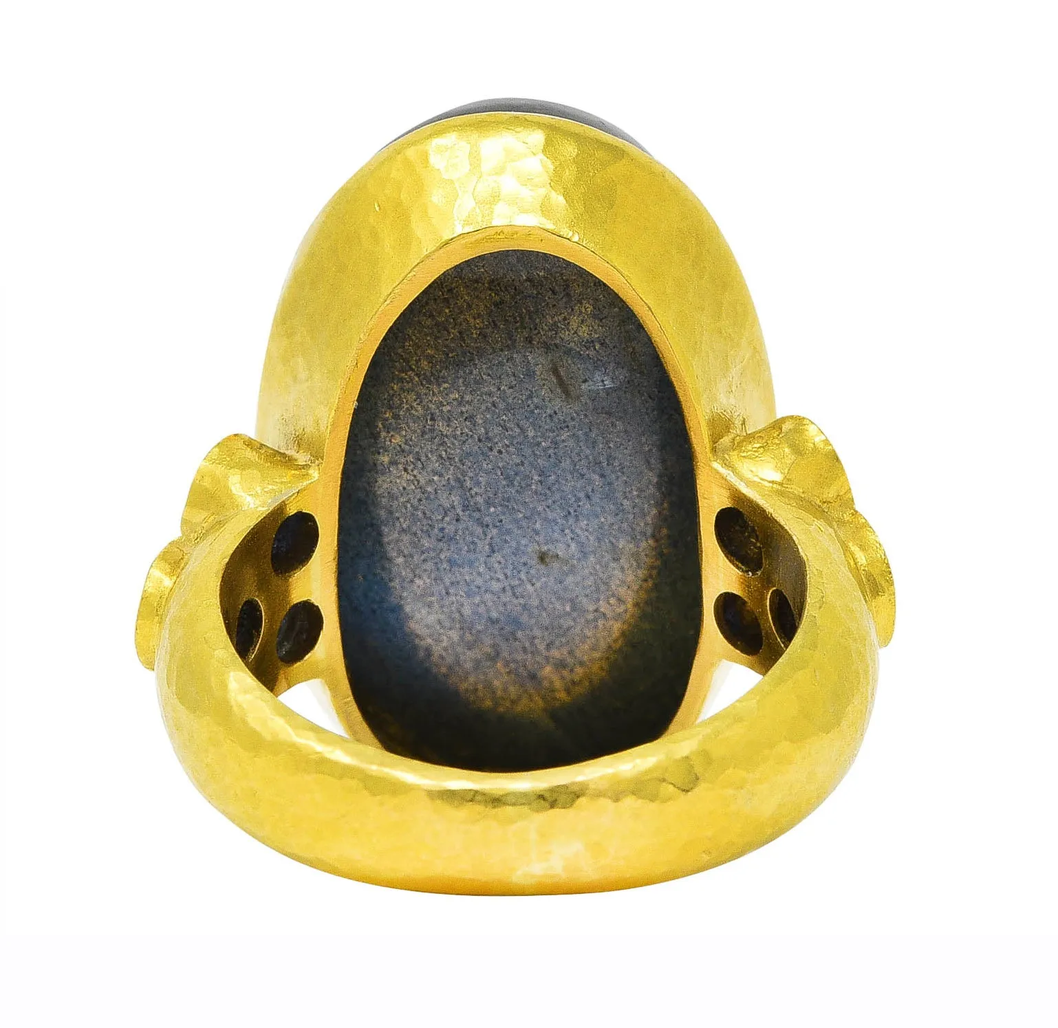 Elizabeth Locke Labradorite Sapphire 19 Karat Yellow Gold Statement Ring