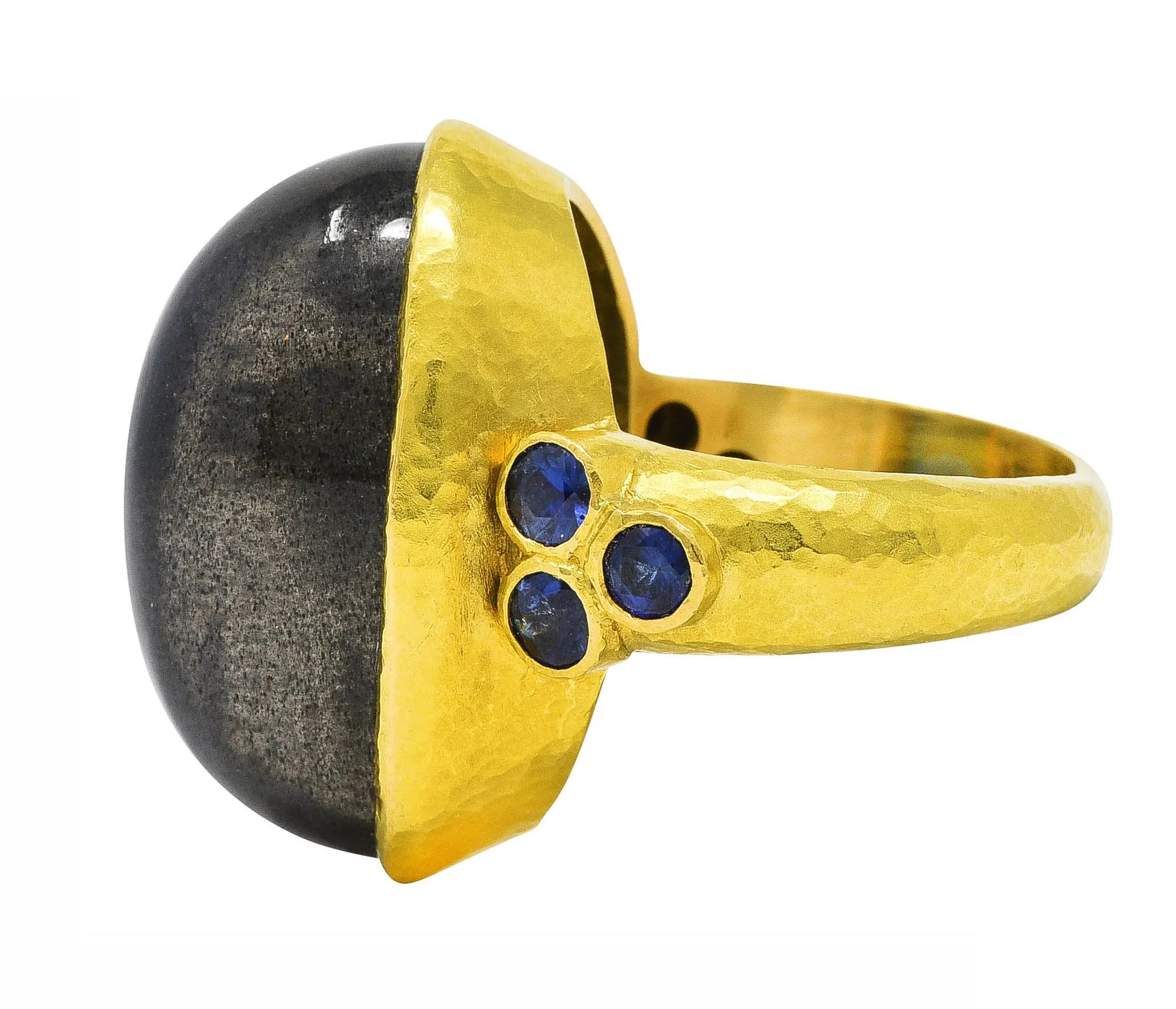 Elizabeth Locke Labradorite Sapphire 19 Karat Yellow Gold Statement Ring