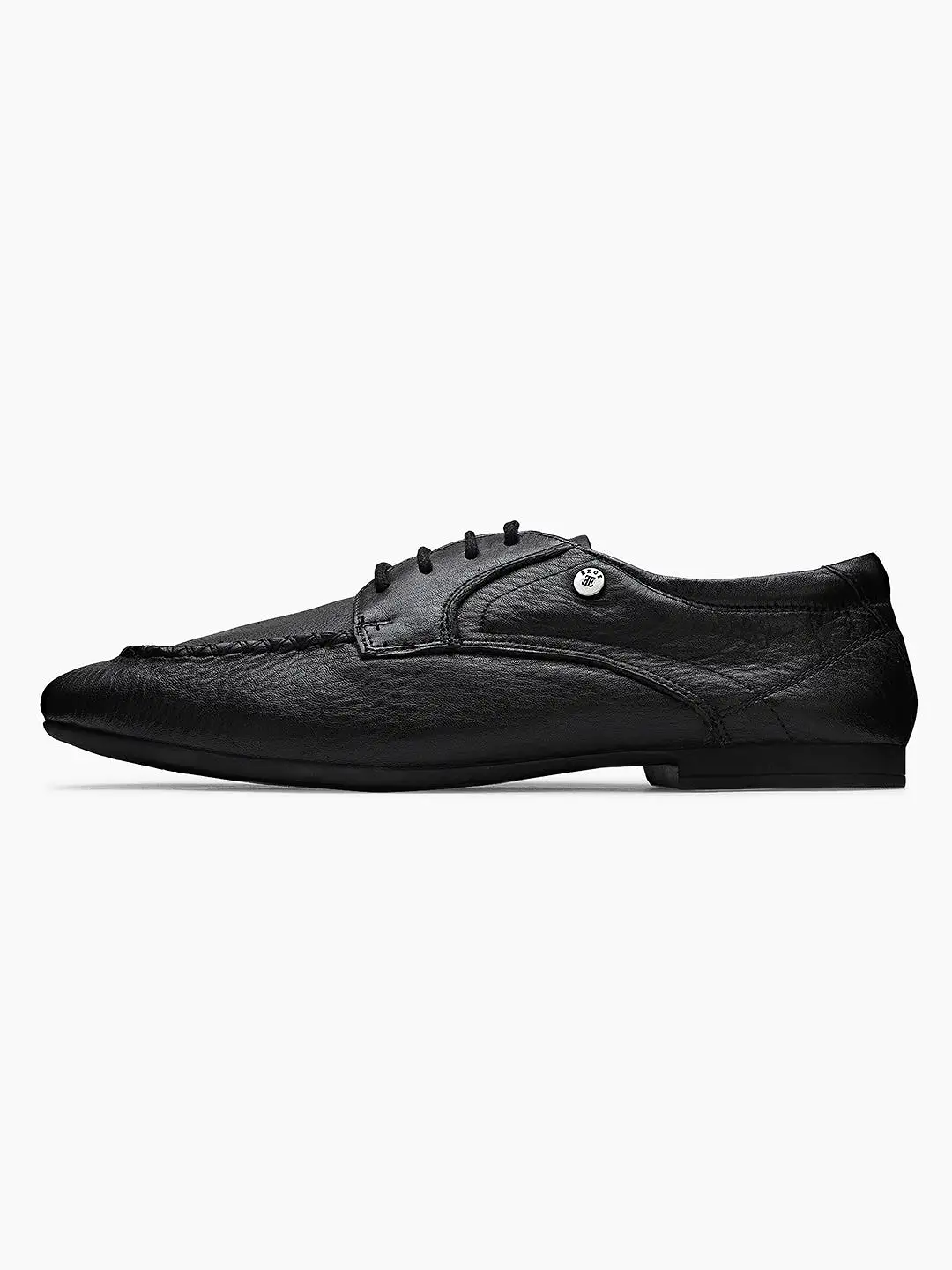 Ezok Men Black Leather Casual Shoes