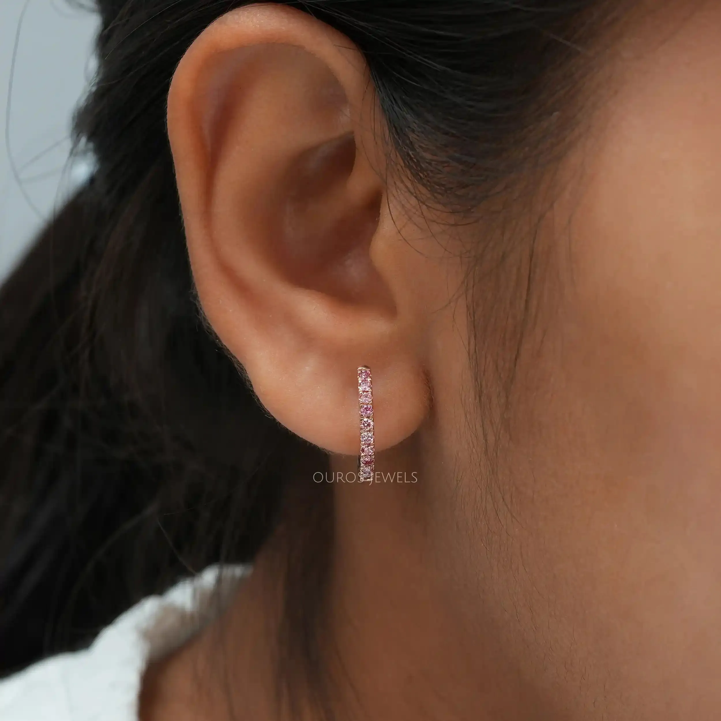 Fancy Color Round Cut Lab Diamond Hoop Earrings