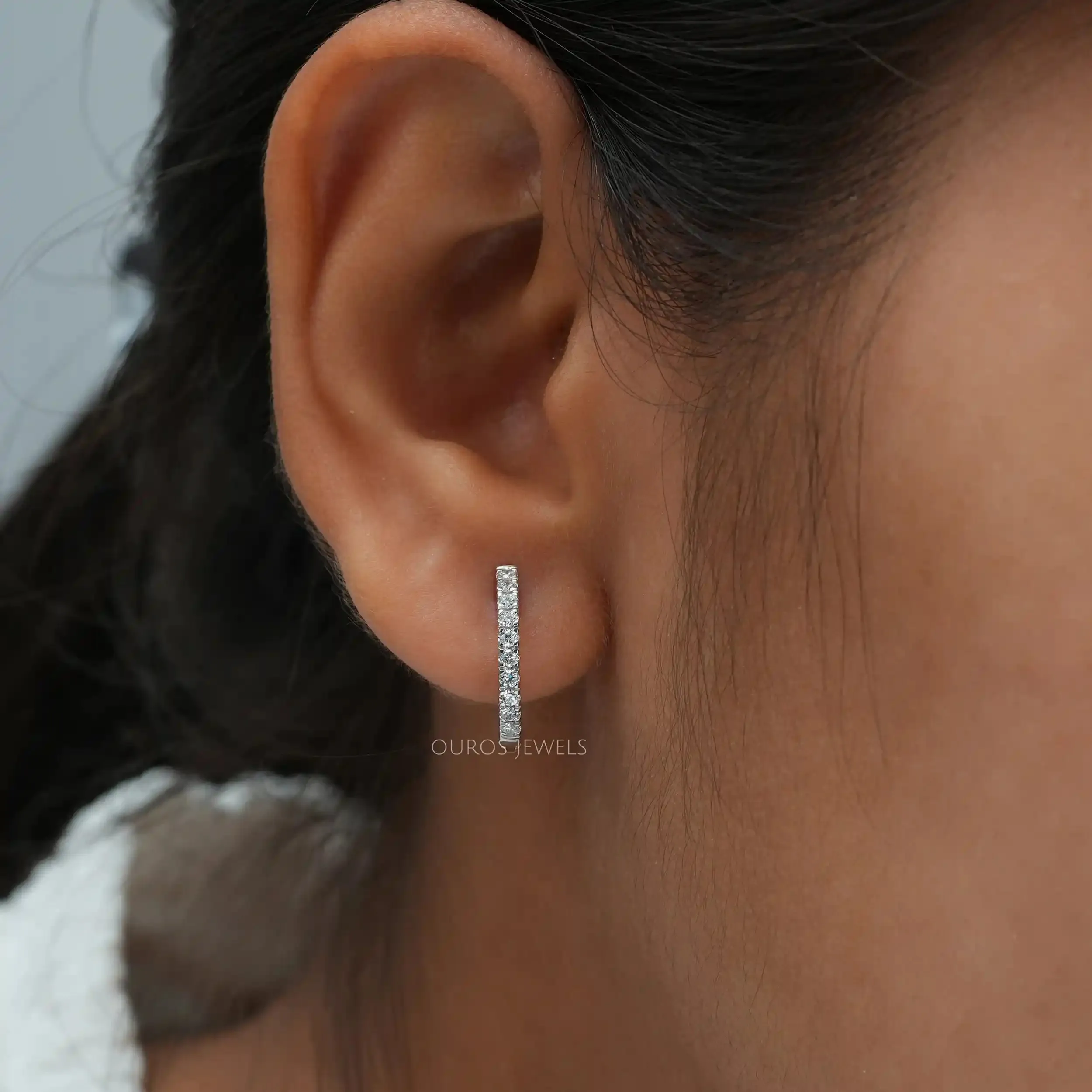 Fancy Color Round Cut Lab Diamond Hoop Earrings