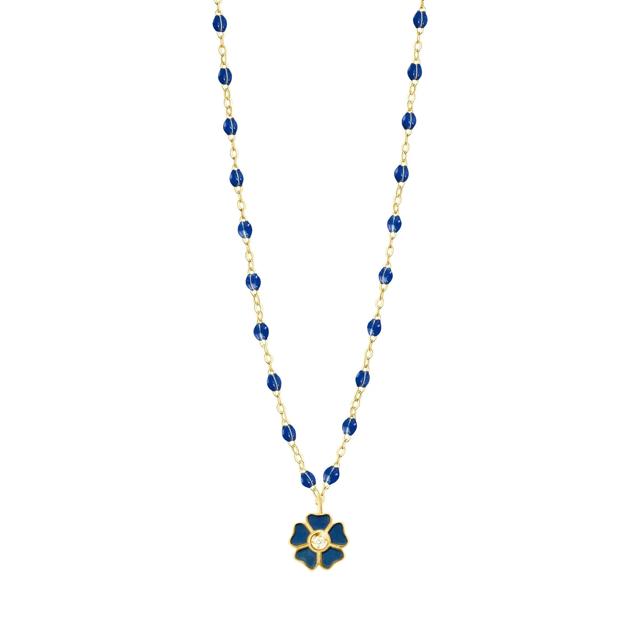 Flower Classic Gigi Lapis Diamond Necklace, Yellow Gold, 16.5