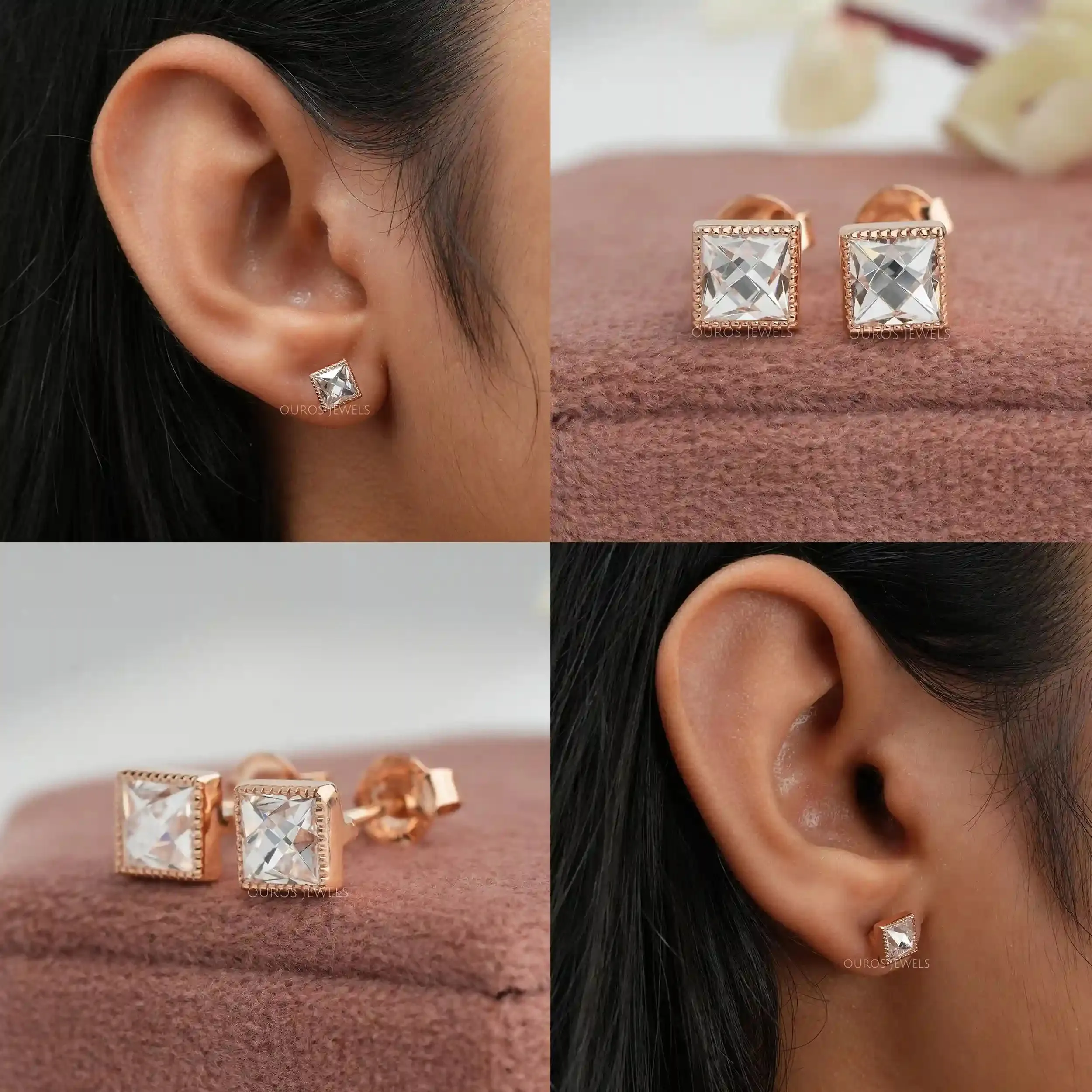 French  Cut  Lab Grown Diamond  Earrings