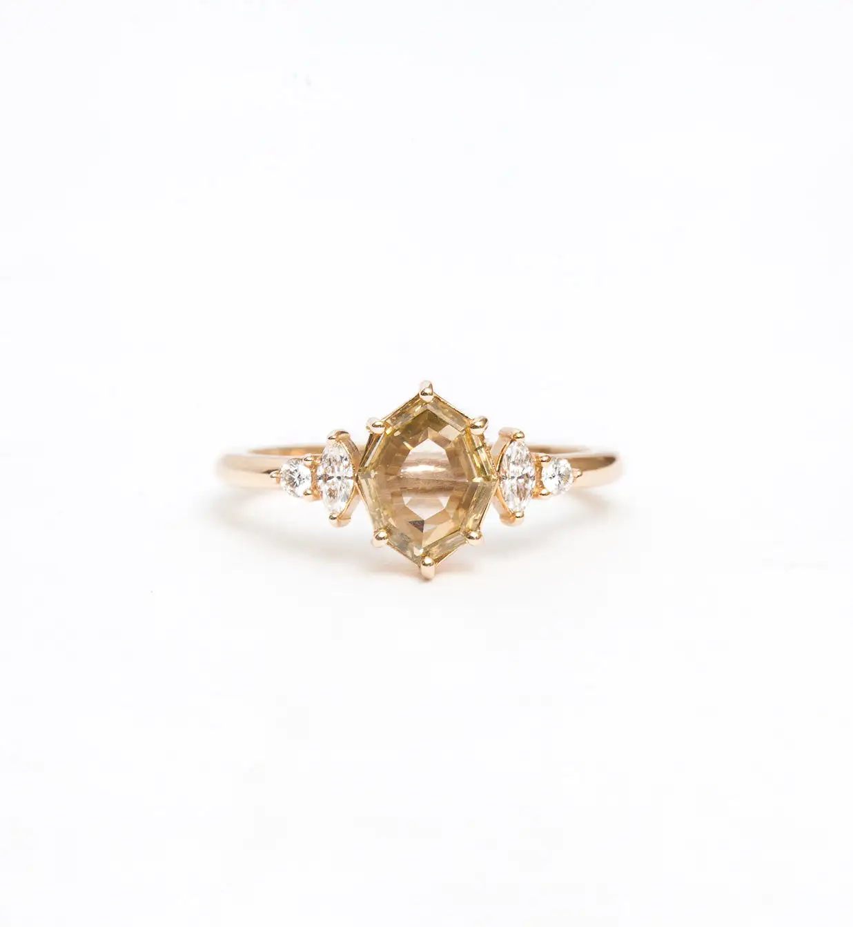 Geometric Champagne Diamond Desi Ring