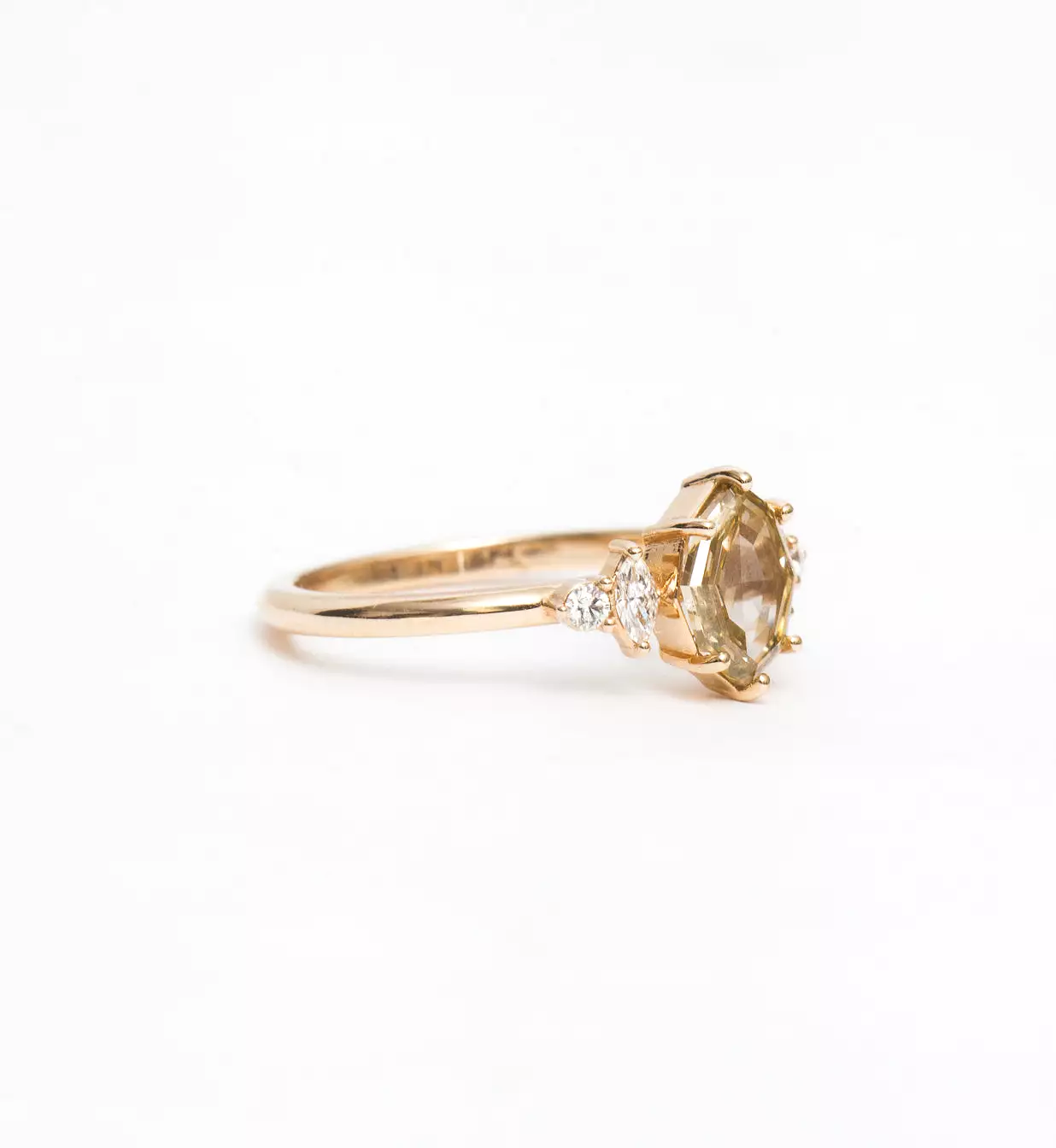 Geometric Champagne Diamond Desi Ring