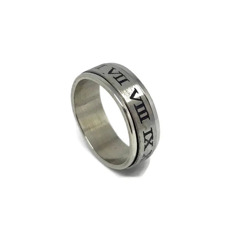 Gifts From The Crypt - Roman Numerals Spinning Band Ring