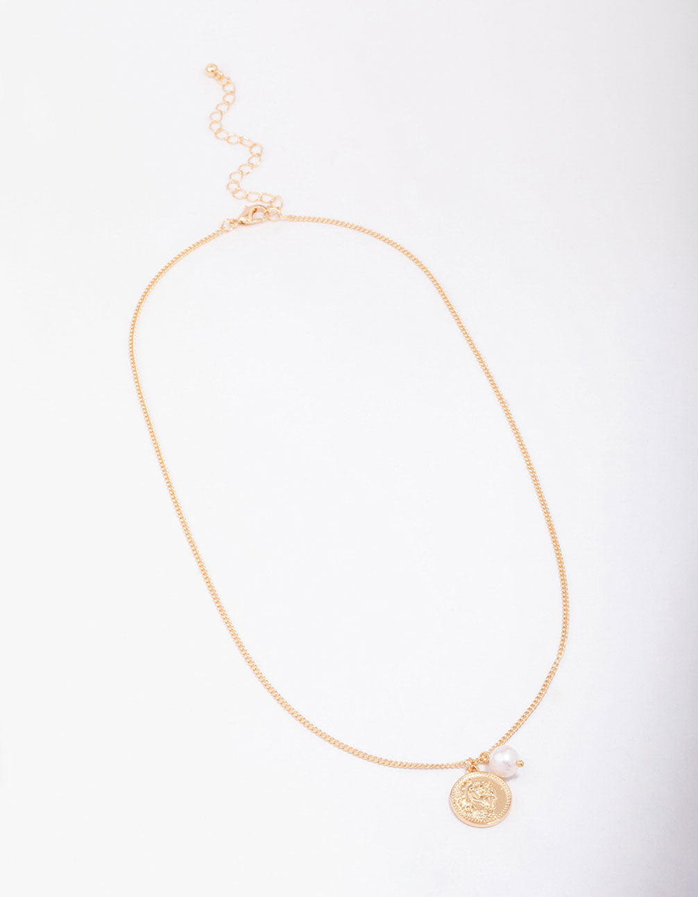 Gold Chunky Coin & Pearl Necklace