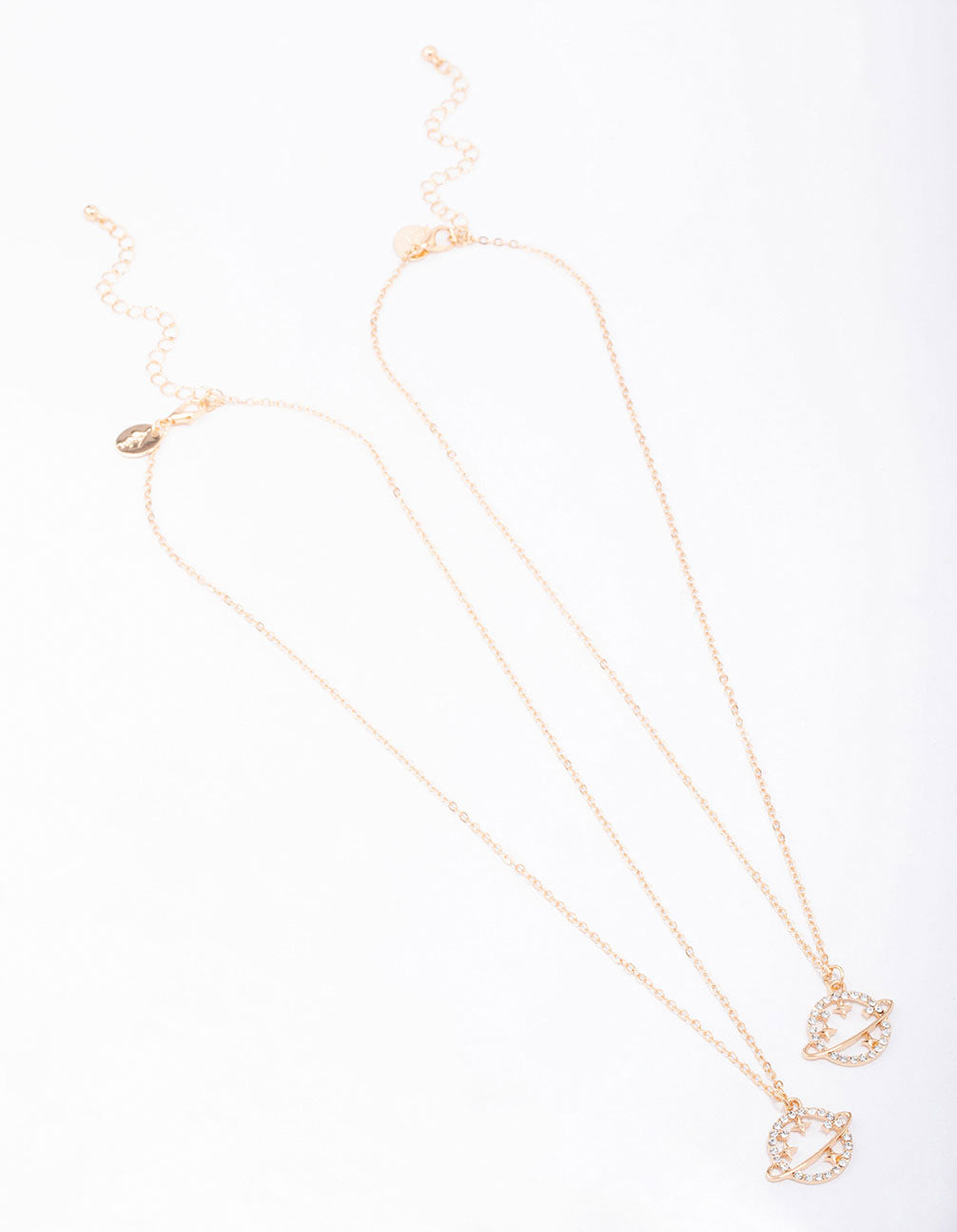 Gold Diamante Saturn Necklace Pack