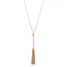 Gold Lariat Knot & Tassel Necklace