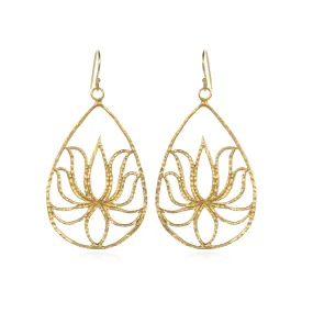 Gold Lotus Earrings - Teardrop Lotus