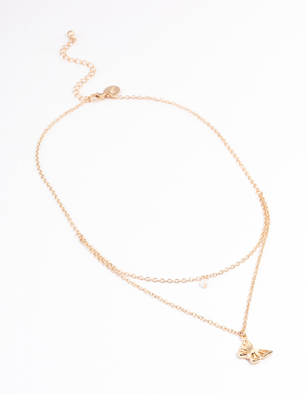 Gold Pearl & Butterfly Layered Necklace