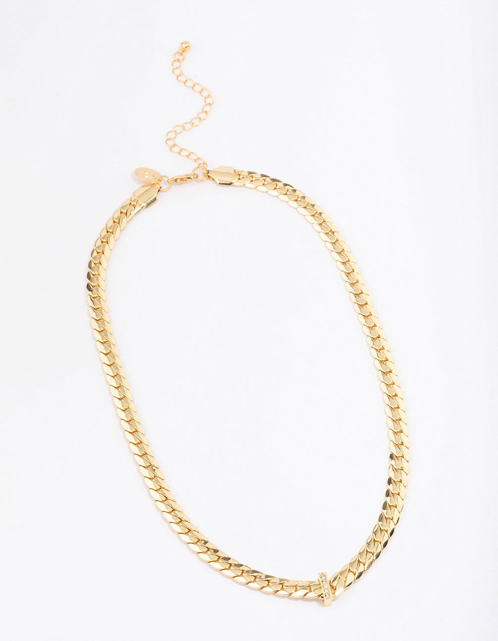 Gold Plated Diamante V Chain Necklace