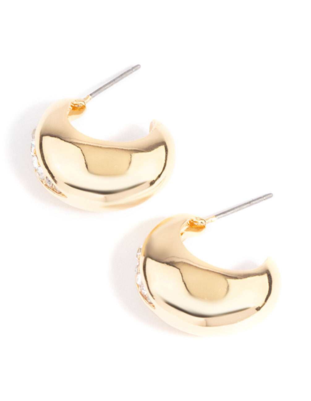 Gold Plated Diamante Wide Hoop Earrings