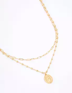 Gold Plated Layered Coin Necklace