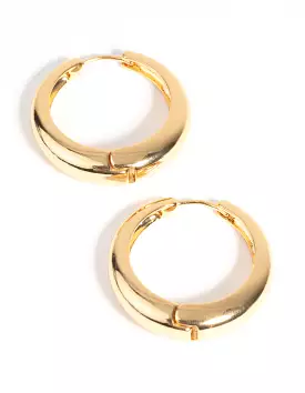 Gold Plated Medium Huggie Hoop Earrings