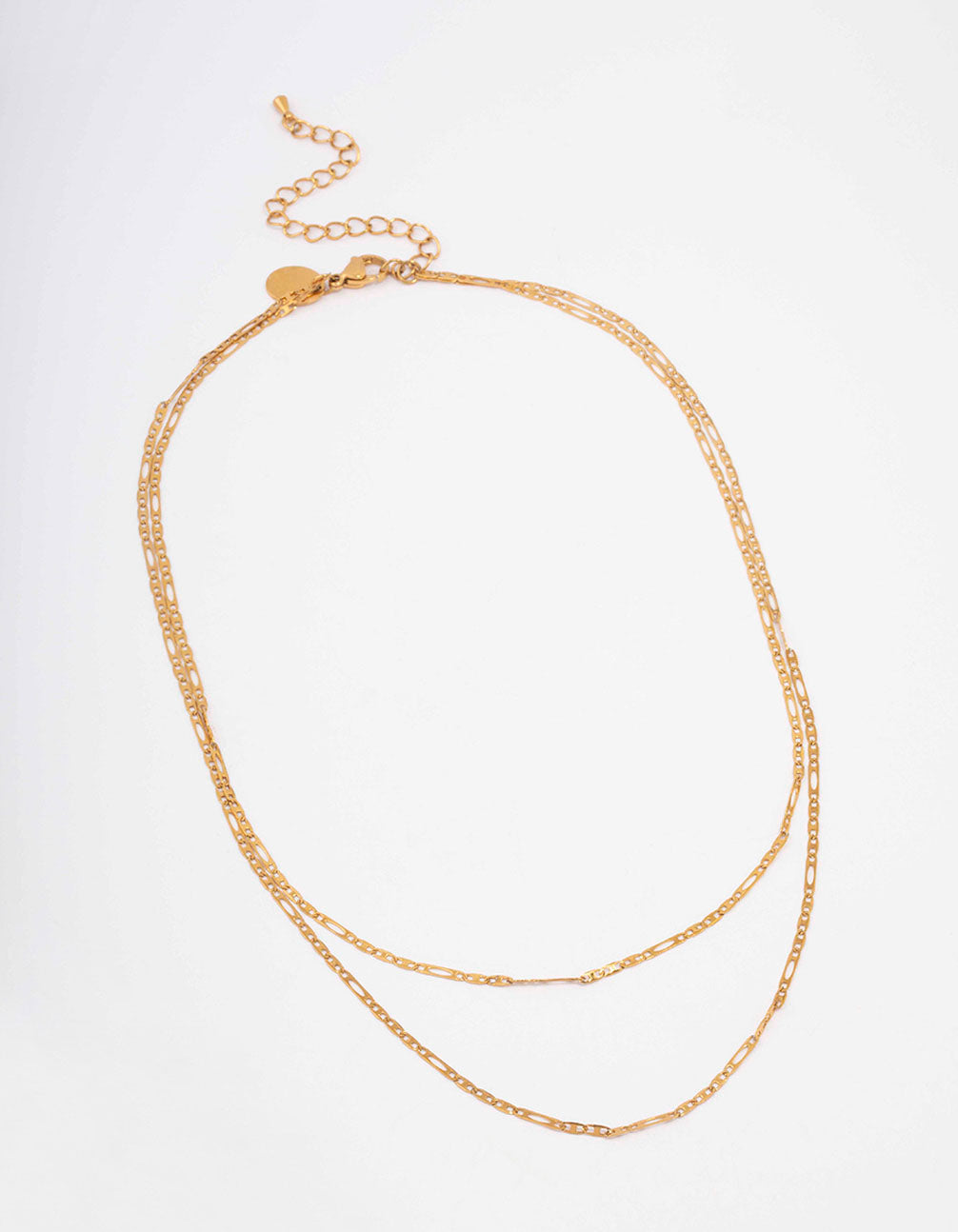 Gold Plated Stainless Steel Figaro Double Chain Necklace