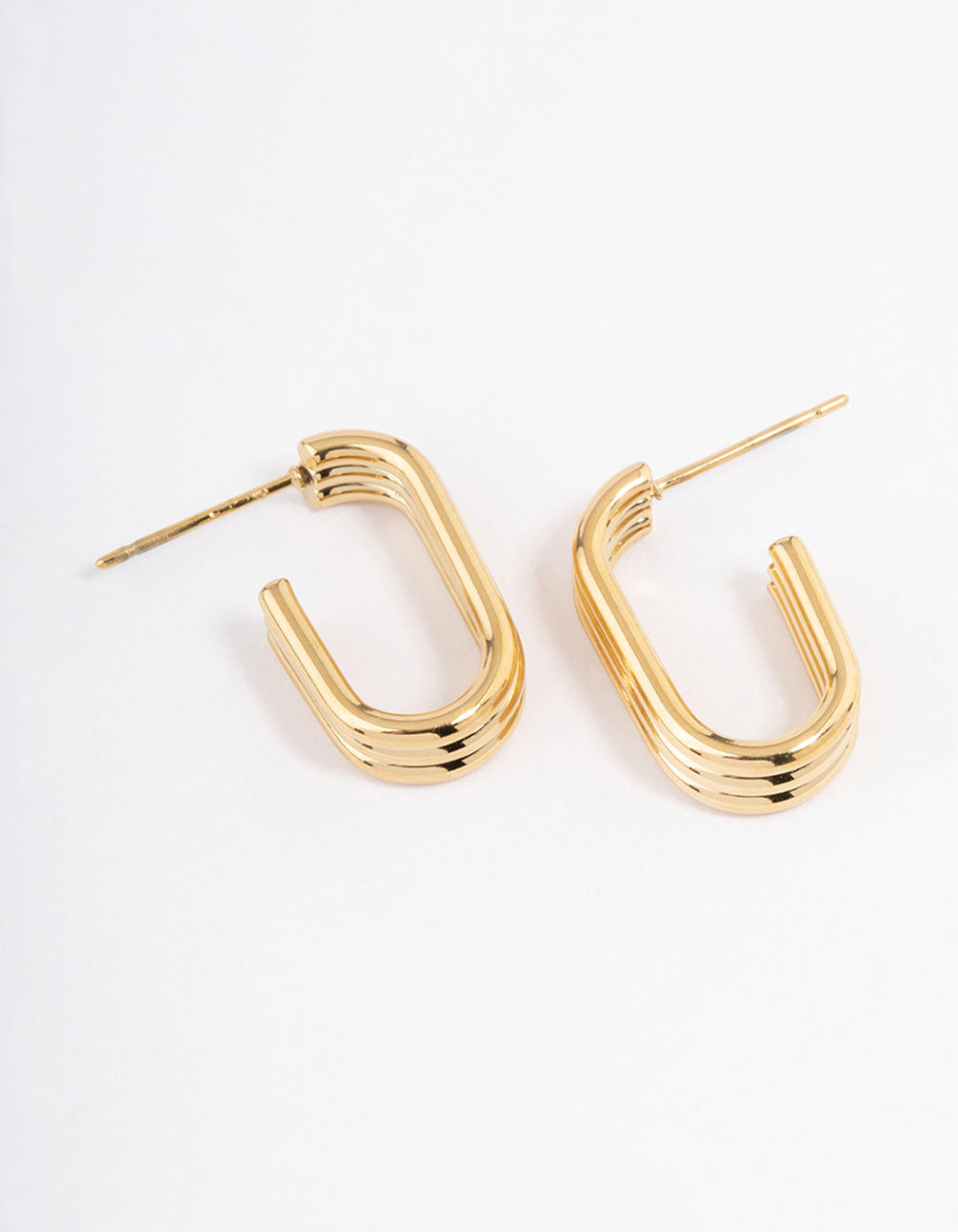 Gold Plated Stainless Steel Trio Oval Huggie Earrings