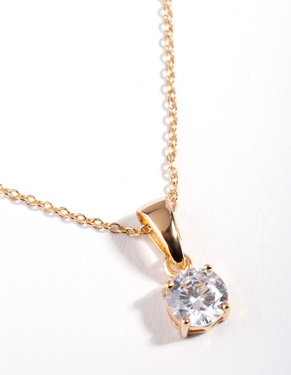 Gold Plated Sterling Silver 1 Carat Cubic Zirconia Necklace