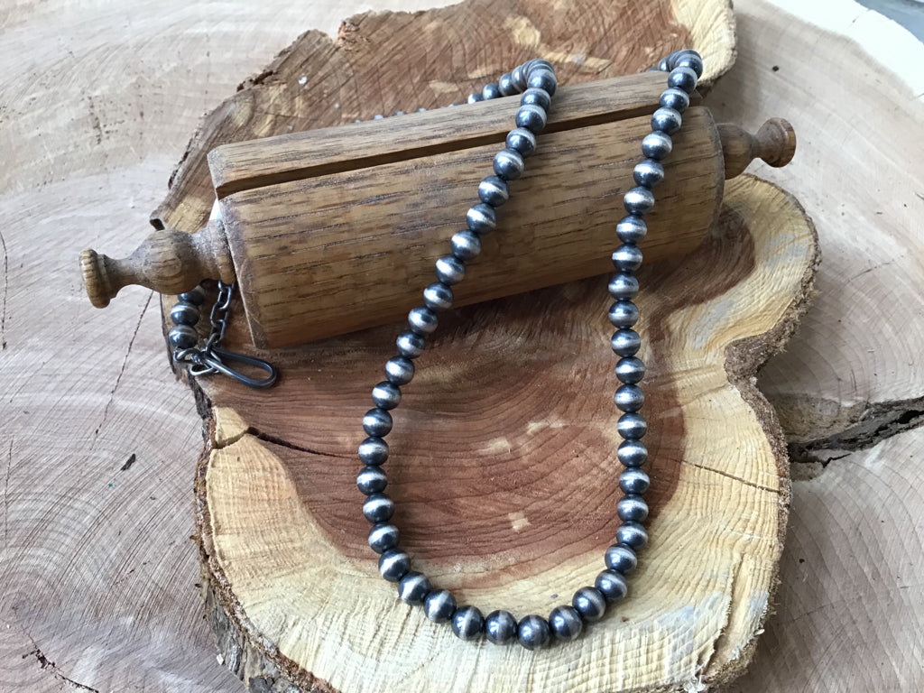 Handmade 6mm Sterling Navajo Pearl 24 Necklace