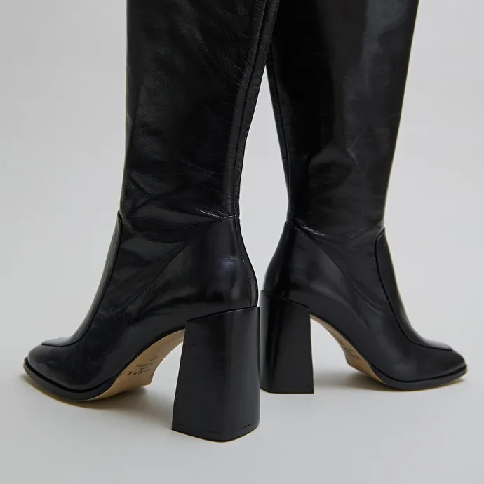 High boots in black leather