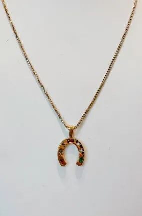 HORSESHOE RHINESTONED REVERSIBLE NECKLACE