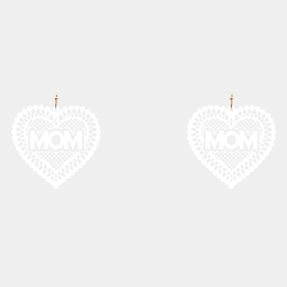 iLLASPARKZ MOM Message Colored Brass Metal Heart Dangle Earrings