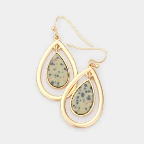 iLLASPARKZ Natural Stone Accented Open Metal Teardrop Link Dangle Earrings