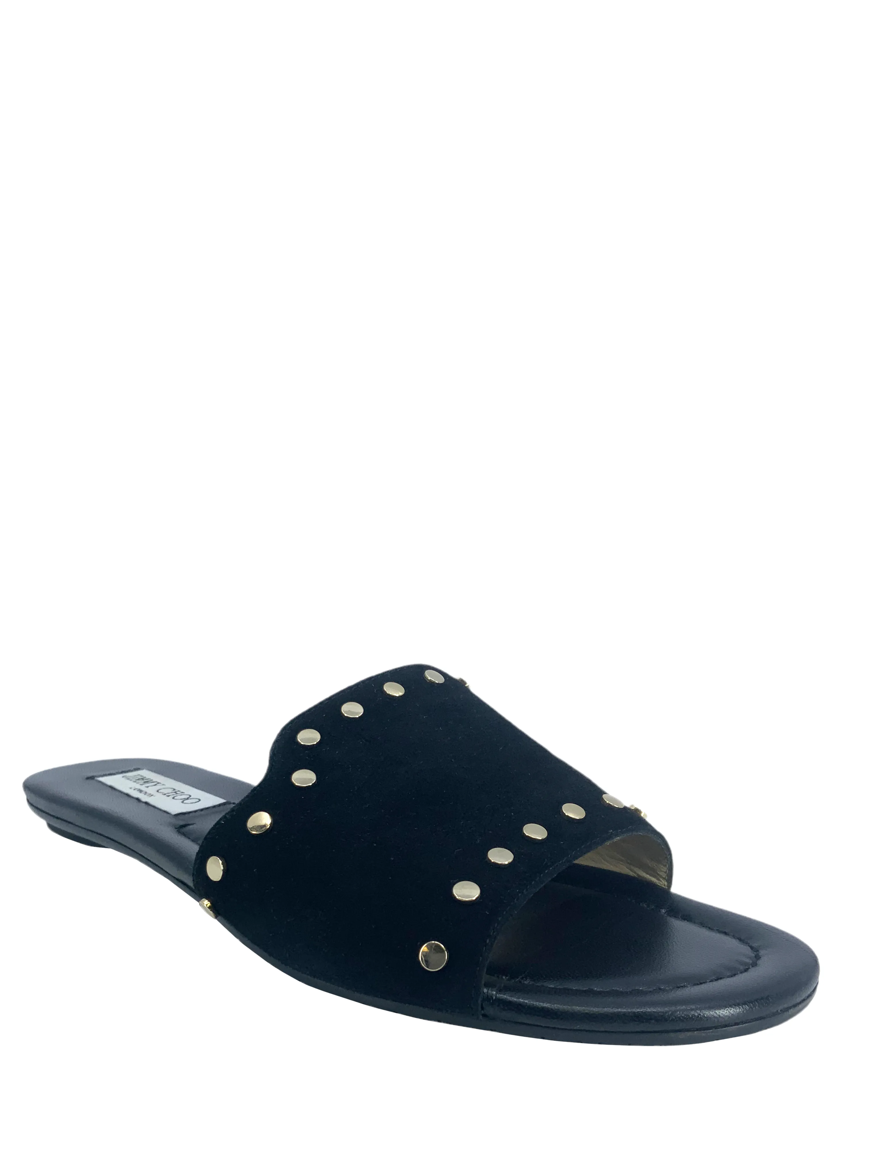 Jimmy Choo Nanda Studded Suede Flat Slide Size 9.5