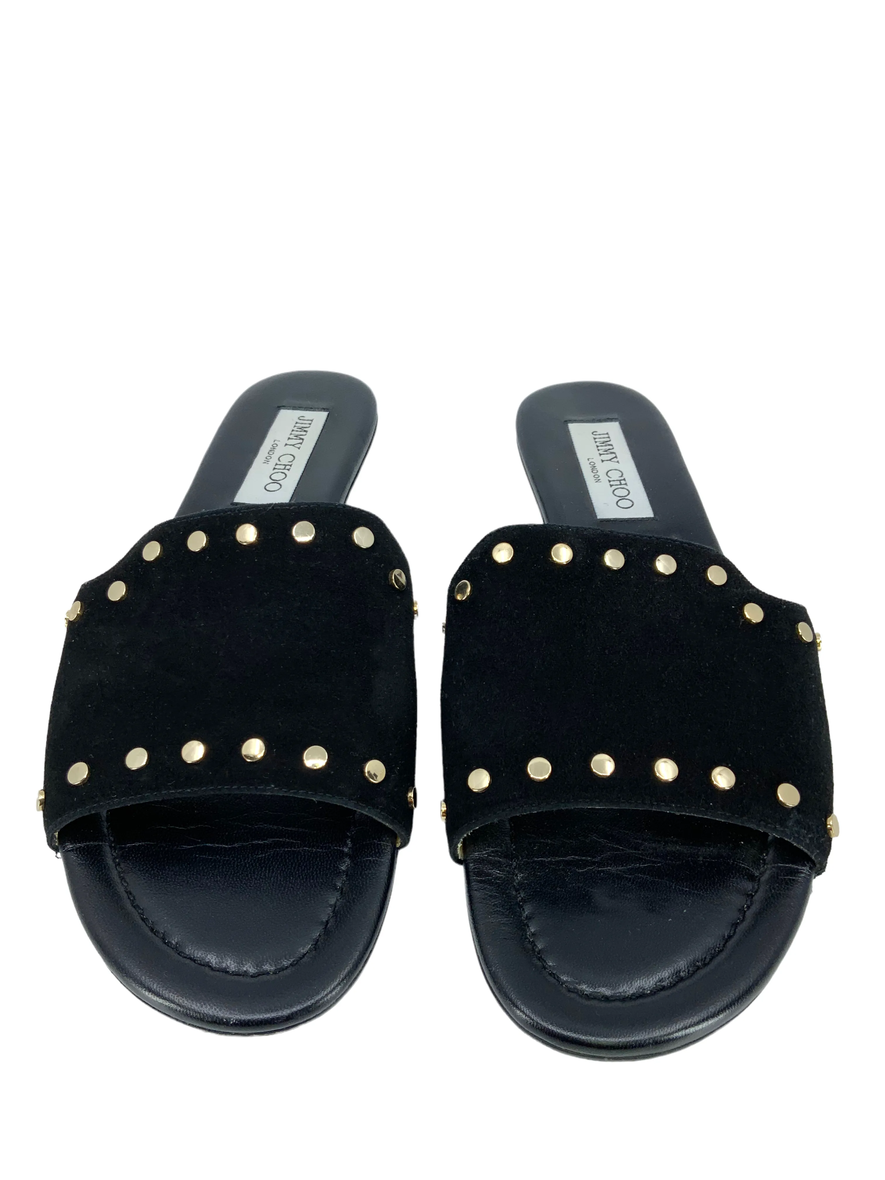 Jimmy Choo Nanda Studded Suede Flat Slide Size 9.5