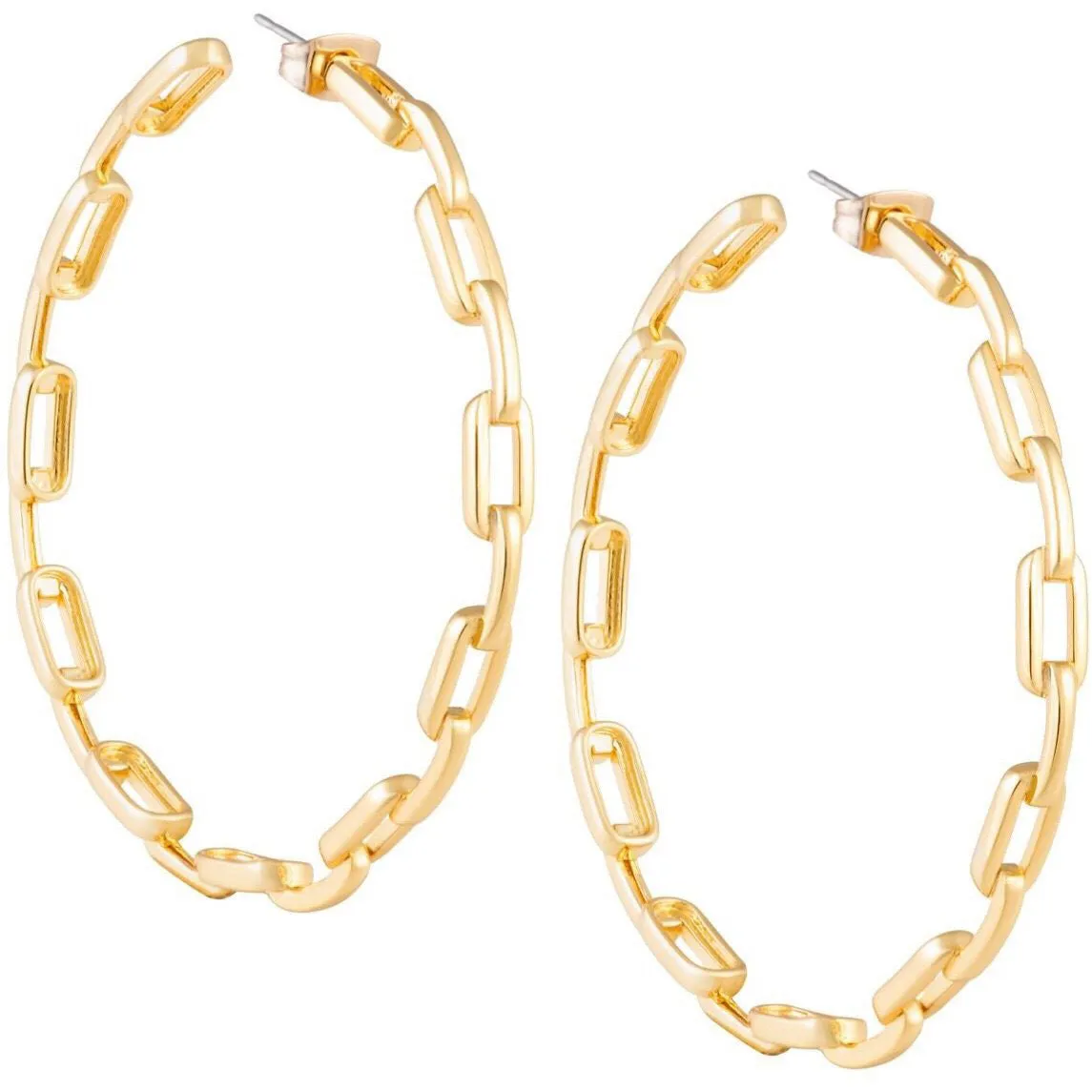 Kaye Link 18K Gold Link Hoop Post Earrings by Sahira