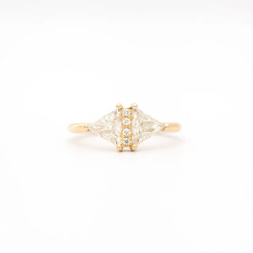 Large Vintage Diamond Triangle Ring