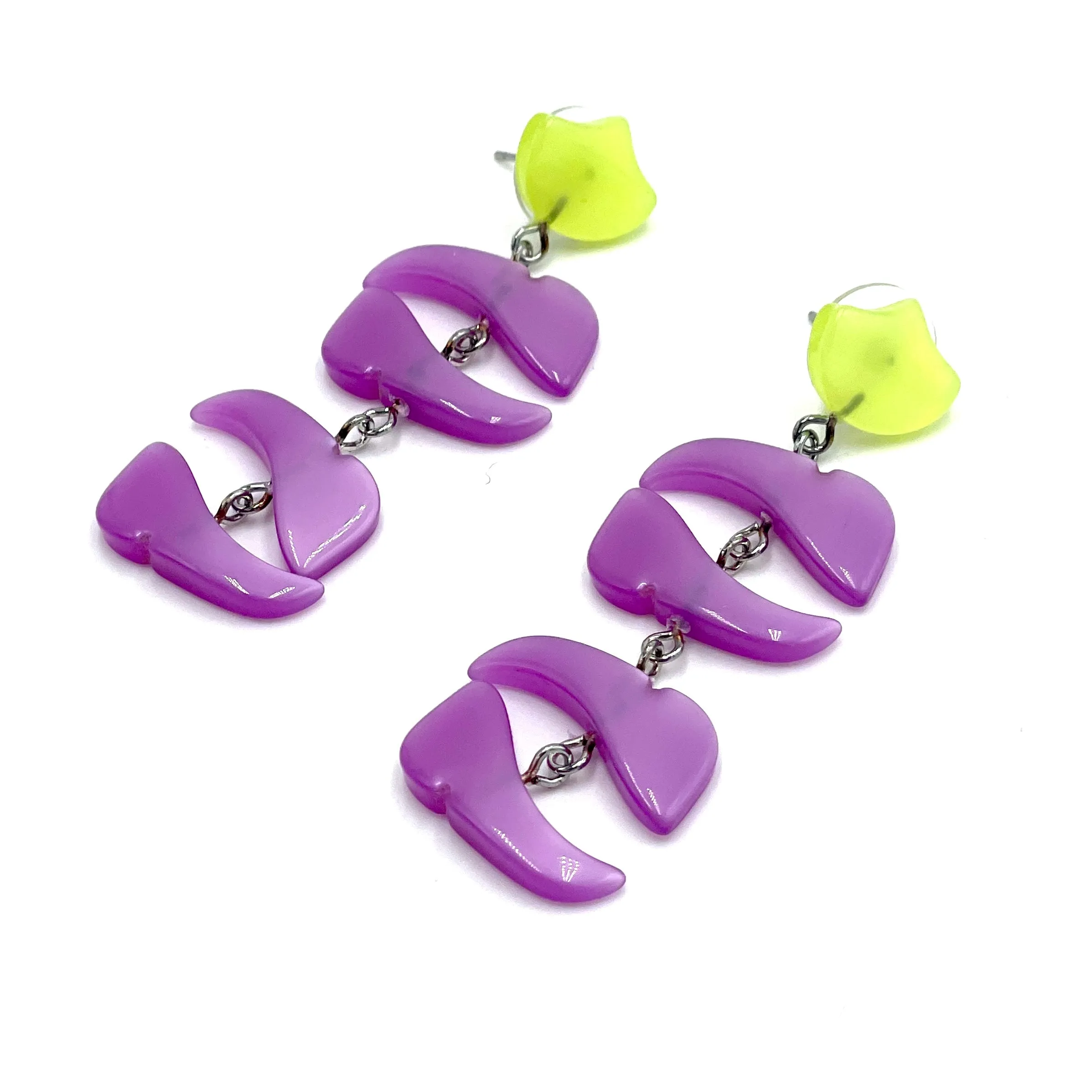 Lemon & Lilac Moonglow Shield Statement Earrings