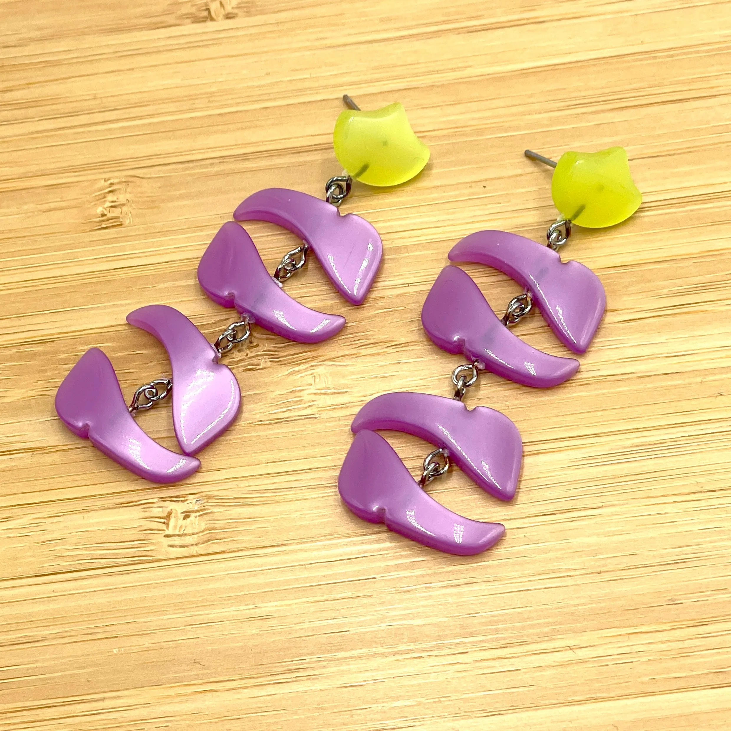 Lemon & Lilac Moonglow Shield Statement Earrings