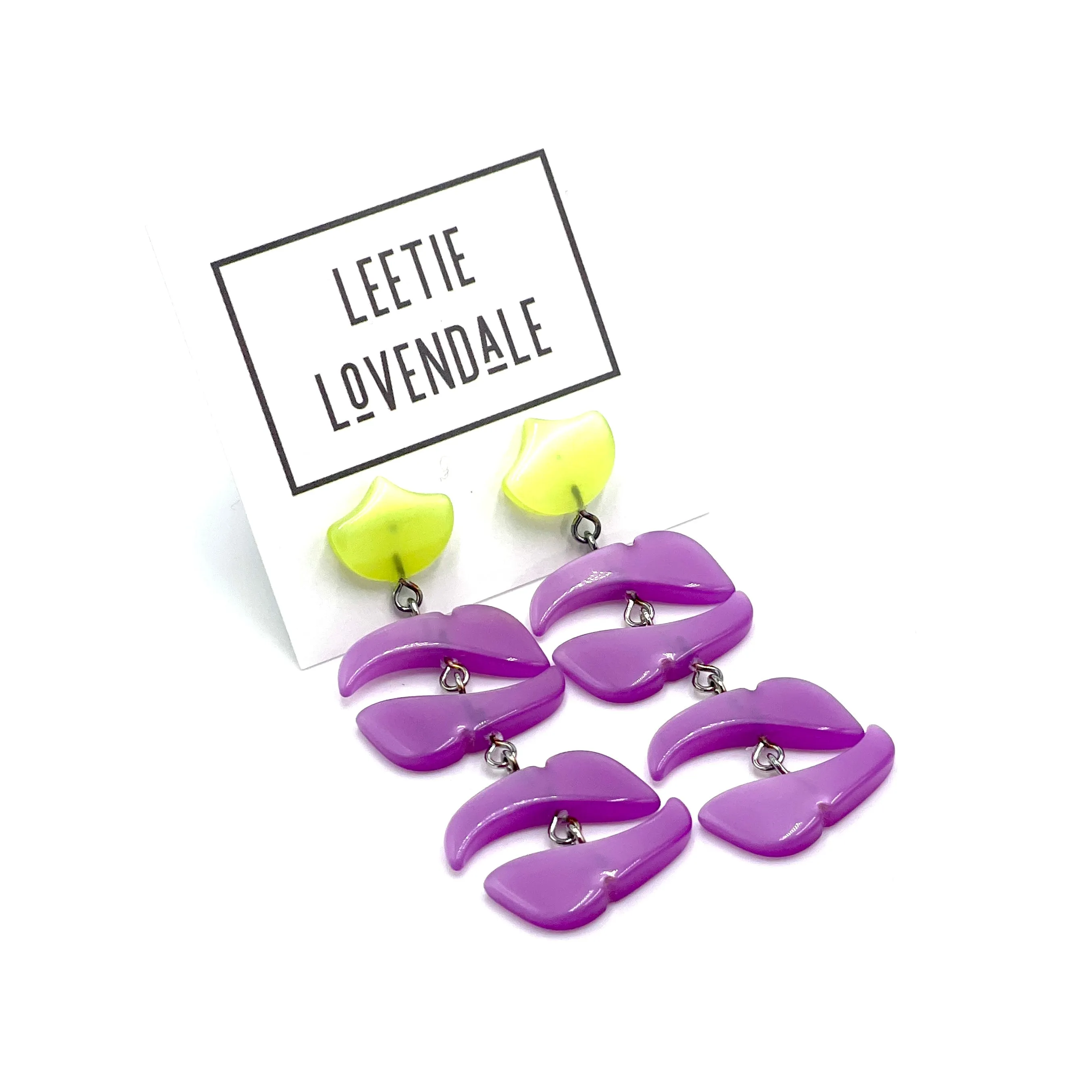 Lemon & Lilac Moonglow Shield Statement Earrings