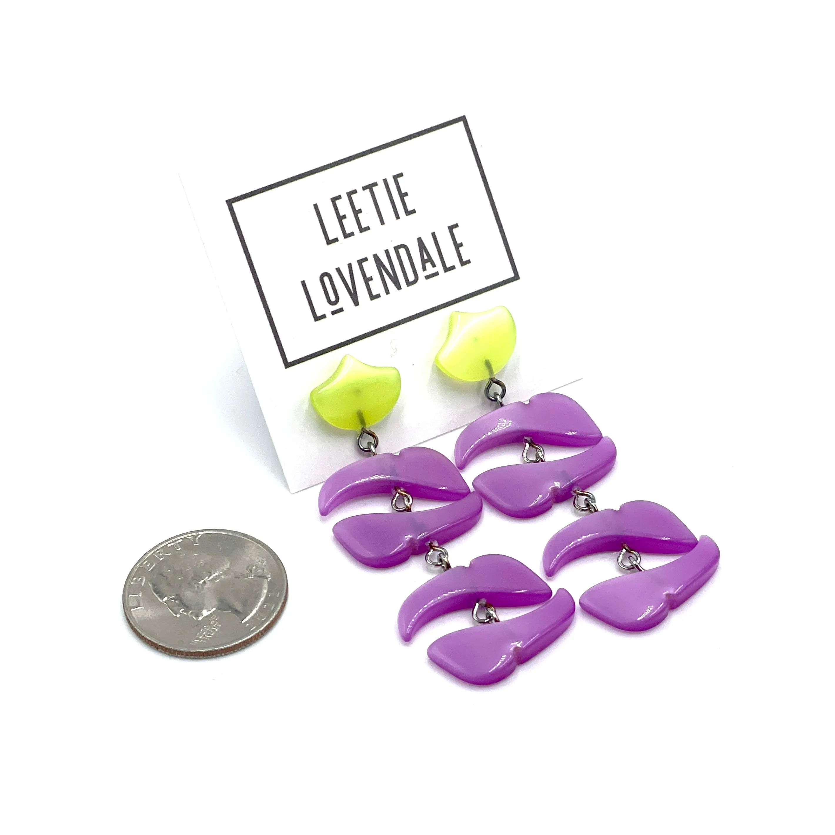 Lemon & Lilac Moonglow Shield Statement Earrings