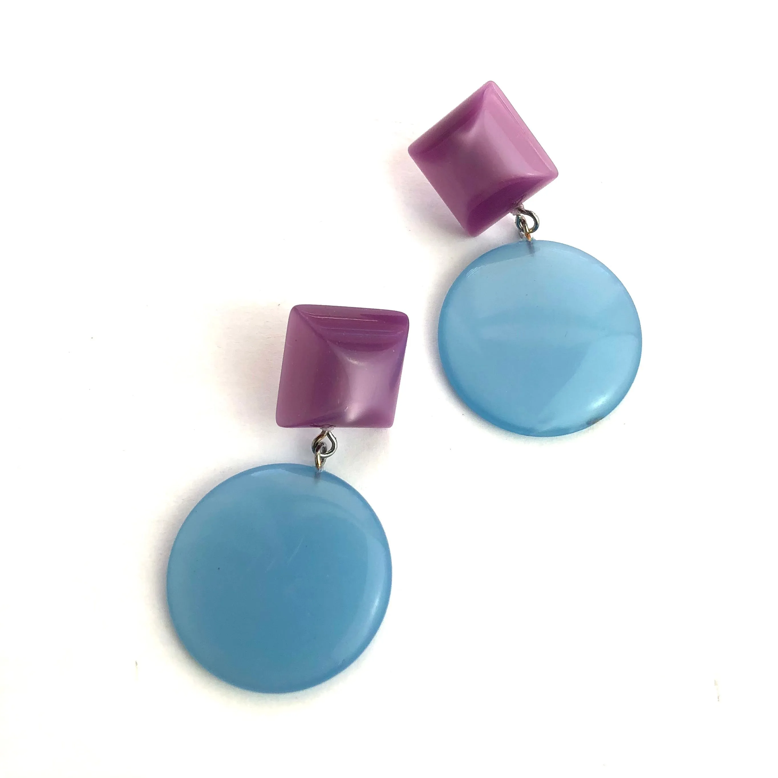 Lilac & Ice Blue Disc Drop Glow Earrings