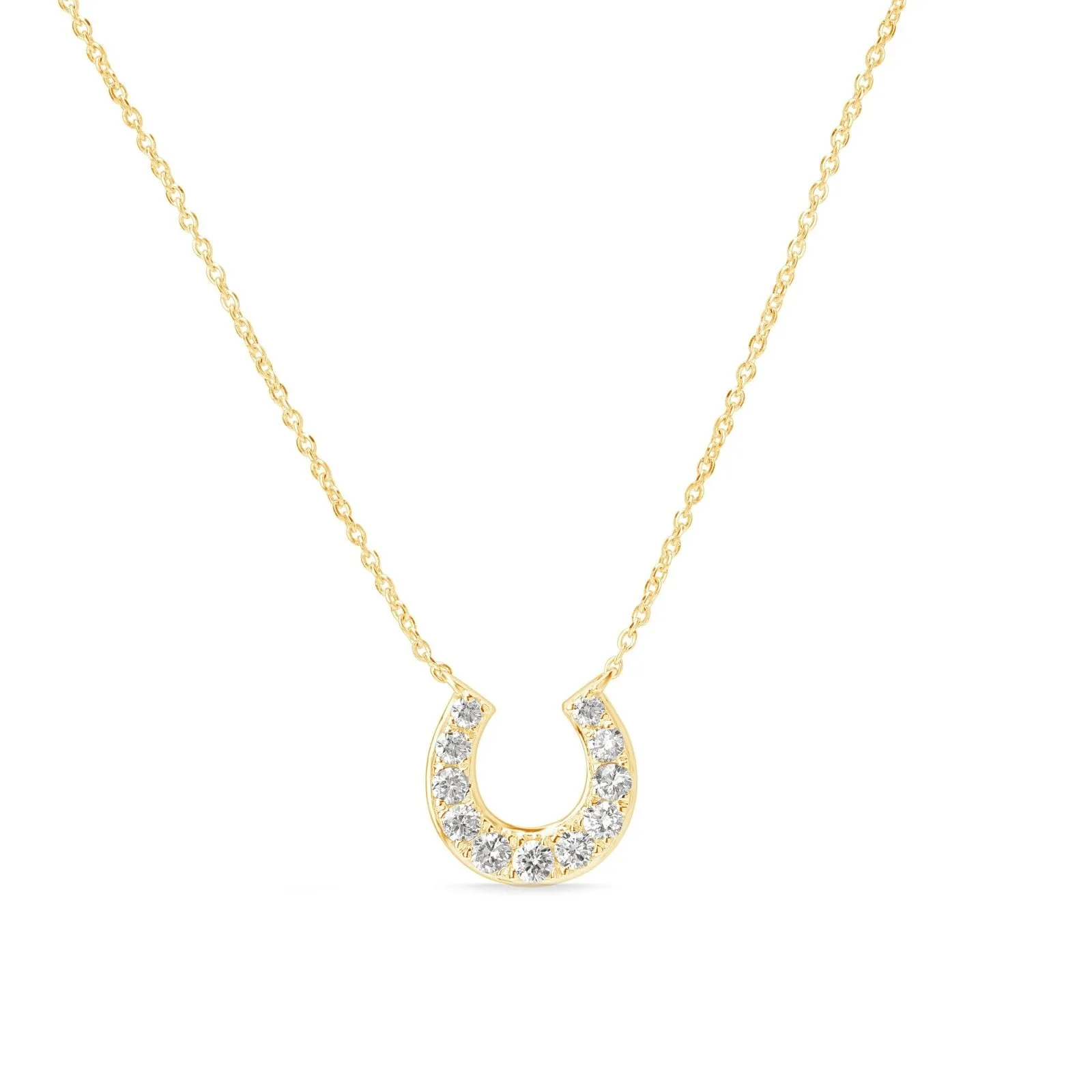 Lucky Diamond Pavé Horseshoe Pendant Necklace