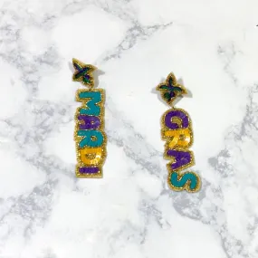 Mardi Gras Sequin Drop Earrings