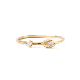 Marquise & Round Diamond Thin Band Ring