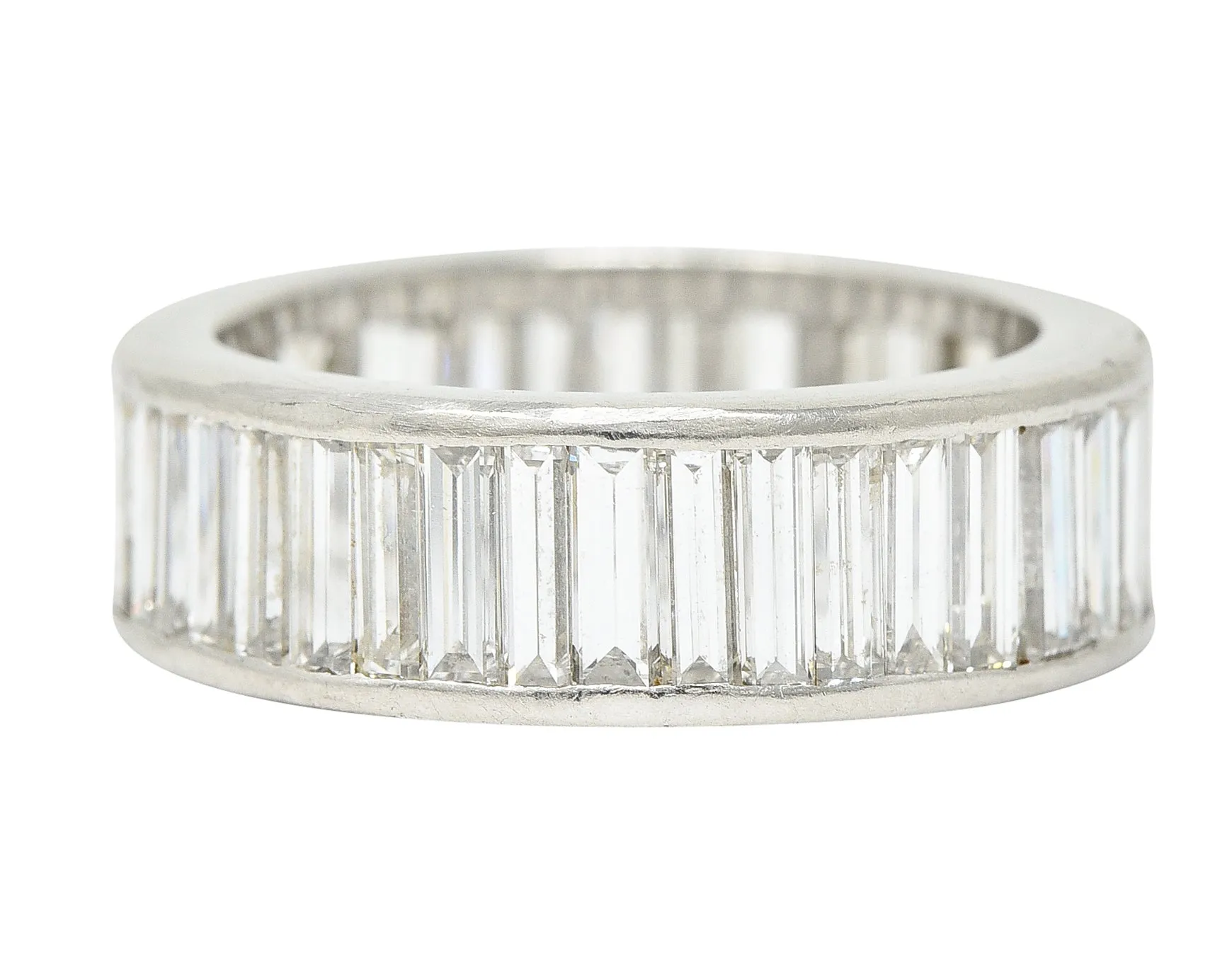 Mid-Century 3.00 CTW Baguette Diamond Platinum Eternity Band Ring