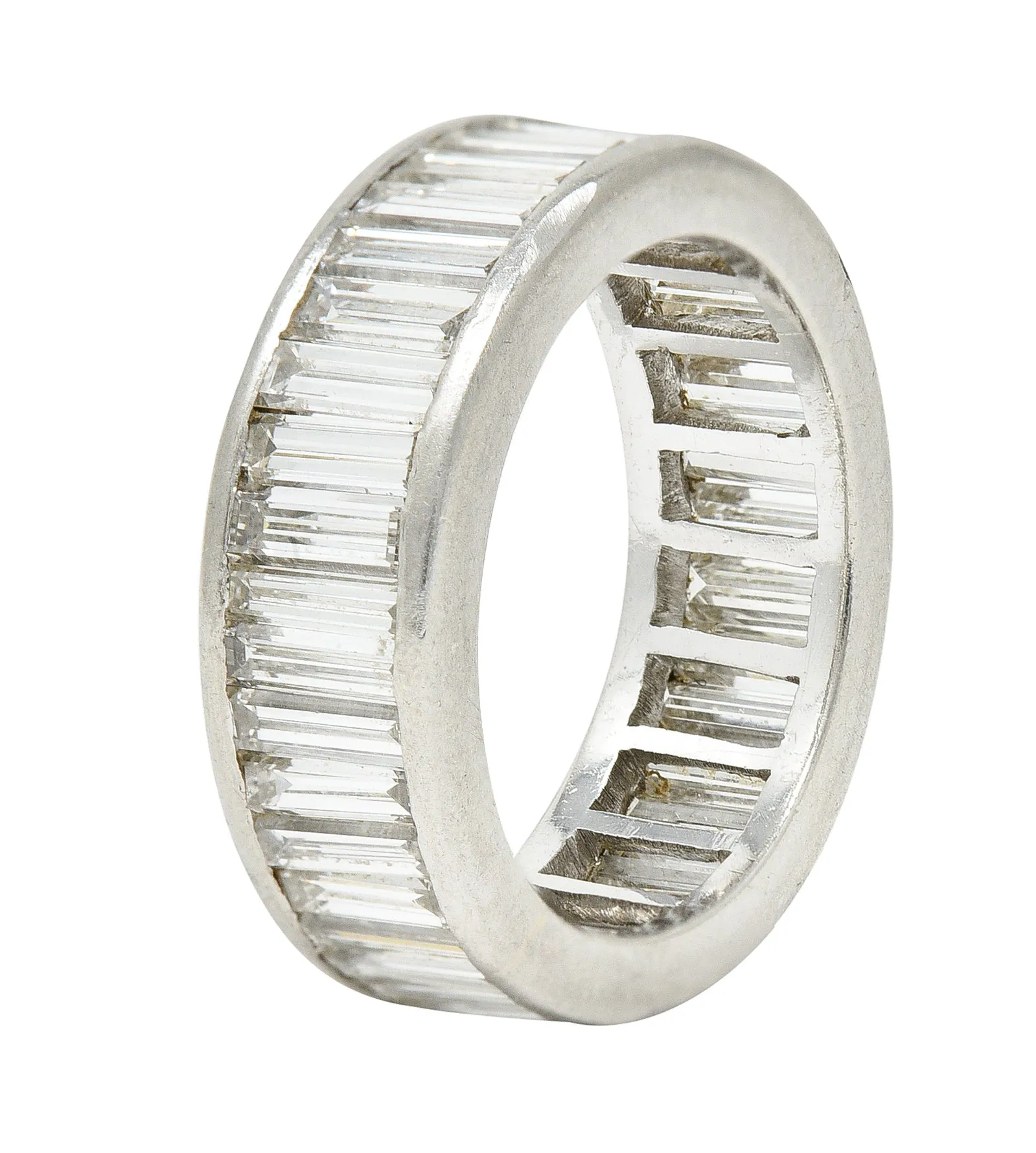 Mid-Century 3.00 CTW Baguette Diamond Platinum Eternity Band Ring