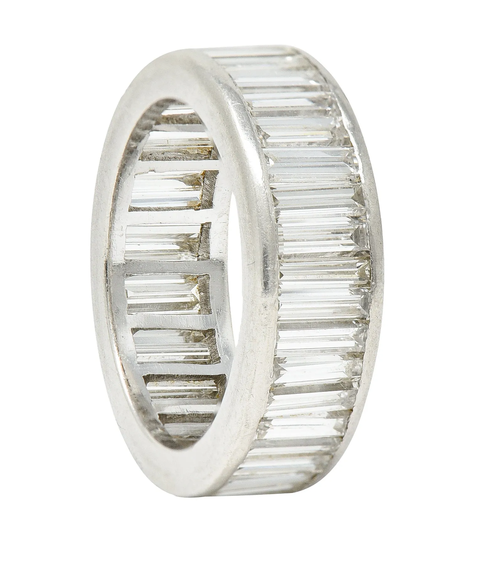 Mid-Century 3.00 CTW Baguette Diamond Platinum Eternity Band Ring