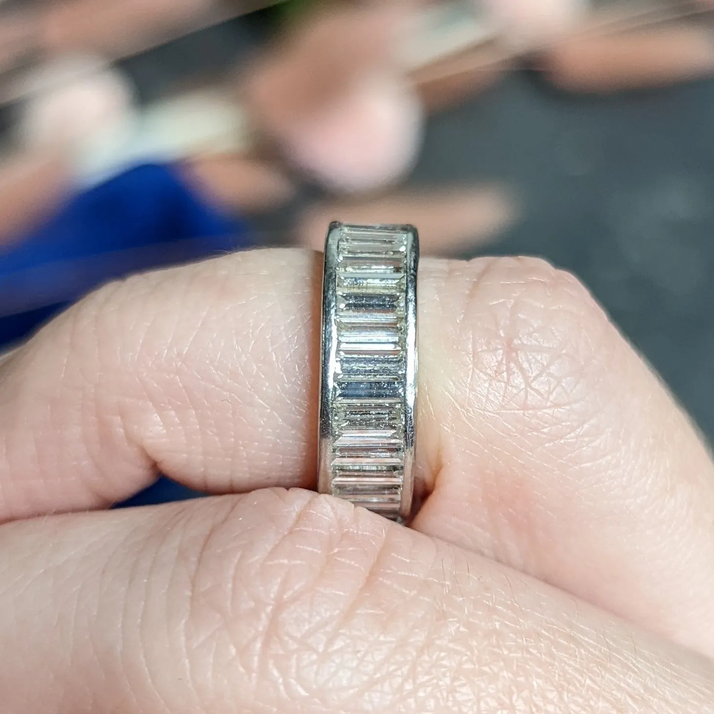 Mid-Century 3.00 CTW Baguette Diamond Platinum Eternity Band Ring